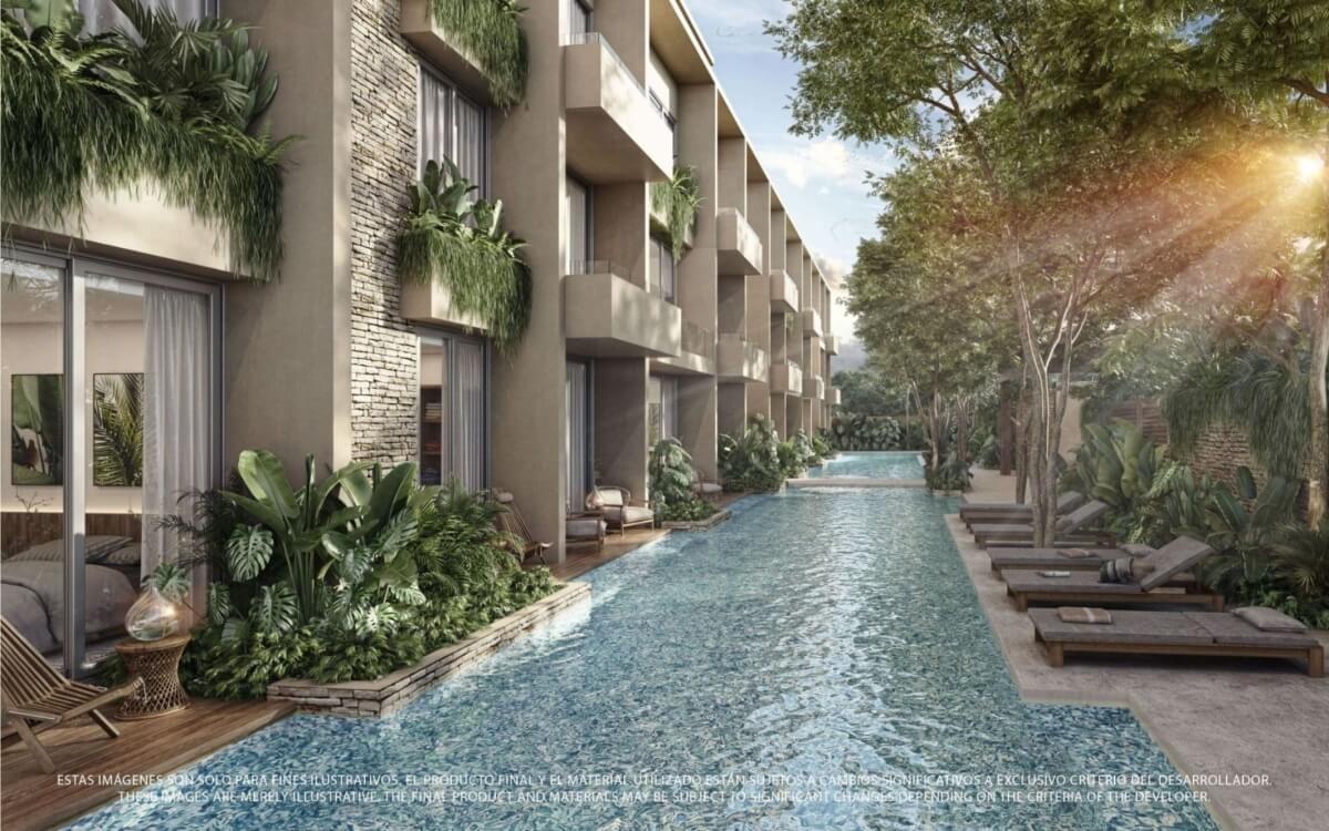 Apartment with private pool, common oceanview rooftop, for sale, Region 8, Tulum.