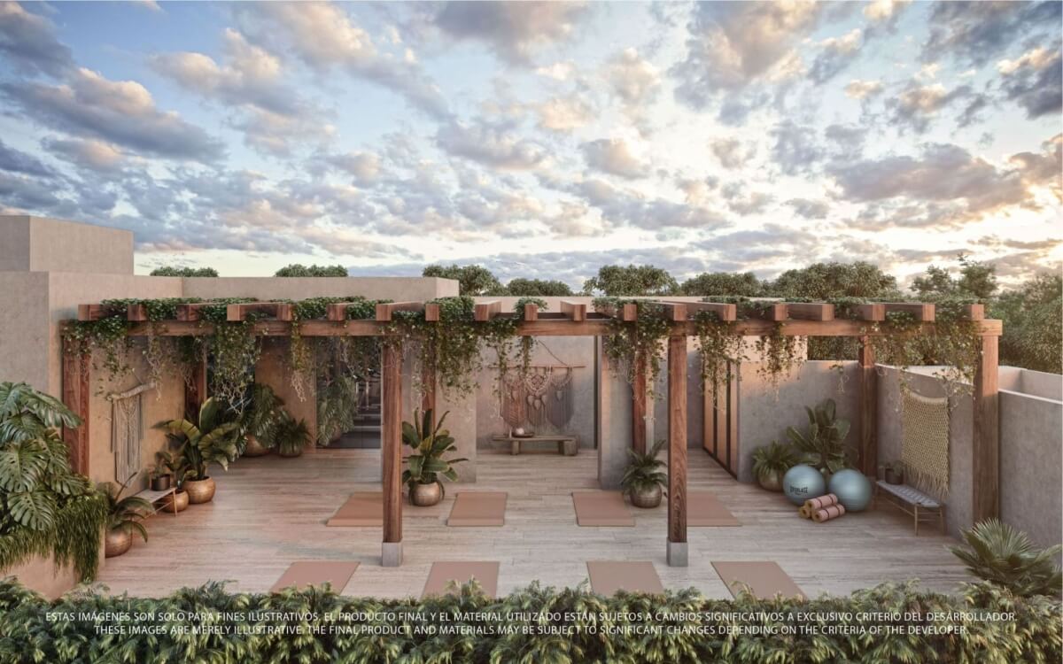 Apartment with private pool, common oceanview rooftop, for sale, Region 8, Tulum.