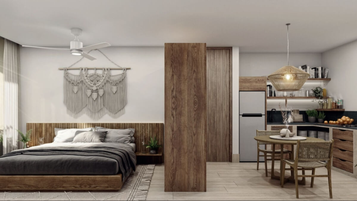 Apartment with private pool, common oceanview rooftop, for sale, Region 8, Tulum.