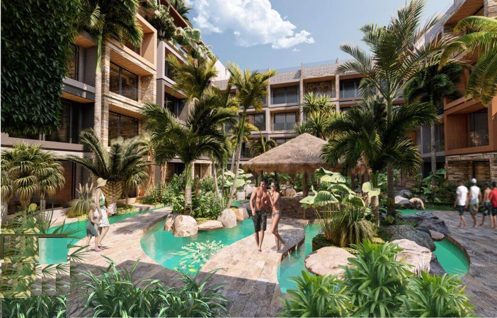 Furnished studio with REDUCED PRICE, spa, rooftop with infinity pool, Art walk, open-air cinema, on Cob&aacute; avenue, Tulum