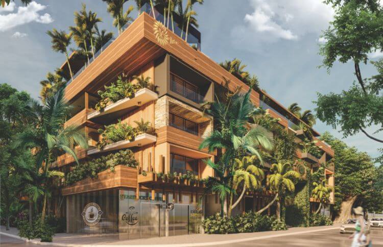 Condo with pool for adults on the rooftop and bar, barbecue area, family pool, spa, co-working, gym, pre-construction for sale, Aldea Zama,