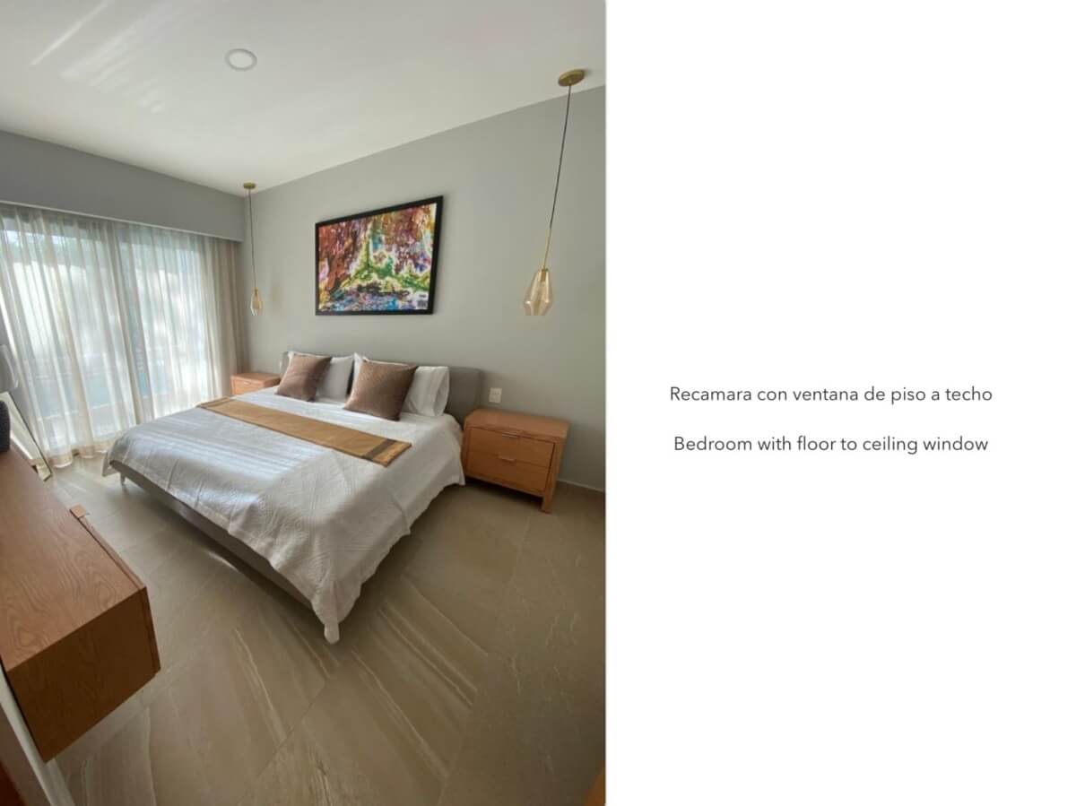 Ground floor condo with small garden, terrace with pool, jacuzzi, gym, coworking, concierge, pre-construction, for sale, Playa del Carmen.