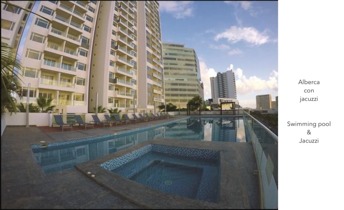 3 bedroom apartment with Gym, Pool and Jacuzzi for sale, Hotel Las Americas, Cancun.