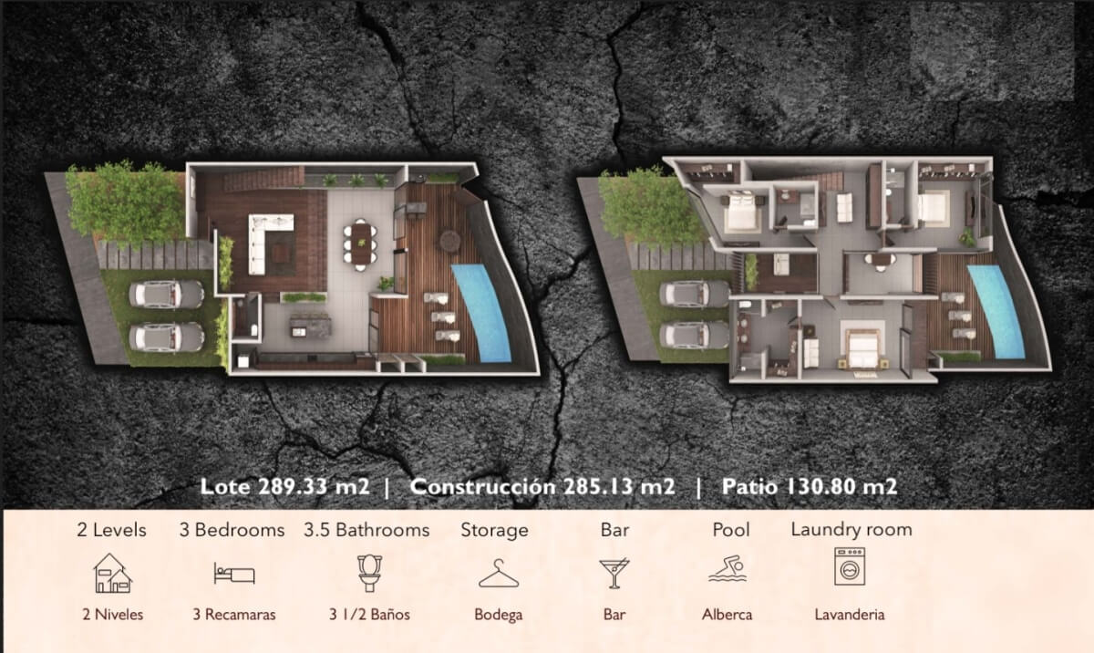 Casa en venta con piscina privada, dos niveles, terraza, patio, bar, bodega. Areas comunes, area zen, area de asadores, bar lounge.