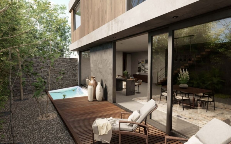 House with private pool, bar lounge, barbecue area, zen zone, in gated community, with beach club, golf course, spa, sports fields, and club