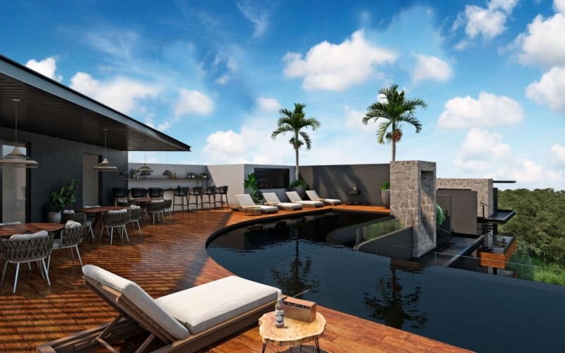 Condo with exclusive pool for adults on the rooftop, family pool on the ground floor, gym, co-working, spa, in pre-construction for sale Ald