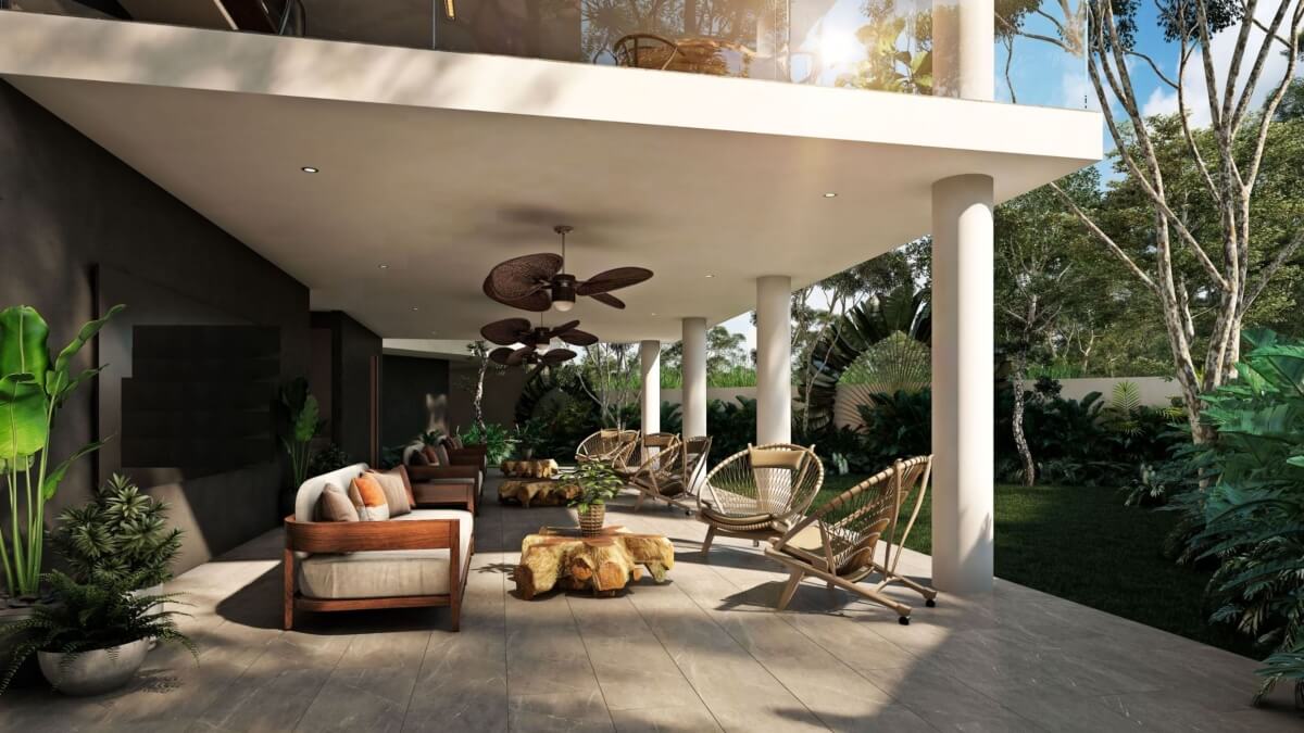 Condo with common areas surrounded by nature, near the beach in Tulum, for sale.