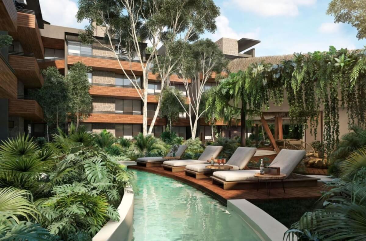 Studio Penthouse, with art walk, commercial area, Boho style,5 star hotel amenities and services, Tulum, sale.