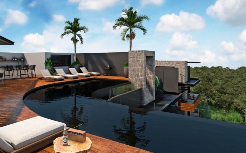 Penthouse with exclusive pool for adults on the rooftop, family pool on the ground floor, gym, co-working, spa, in pre-construction for sale