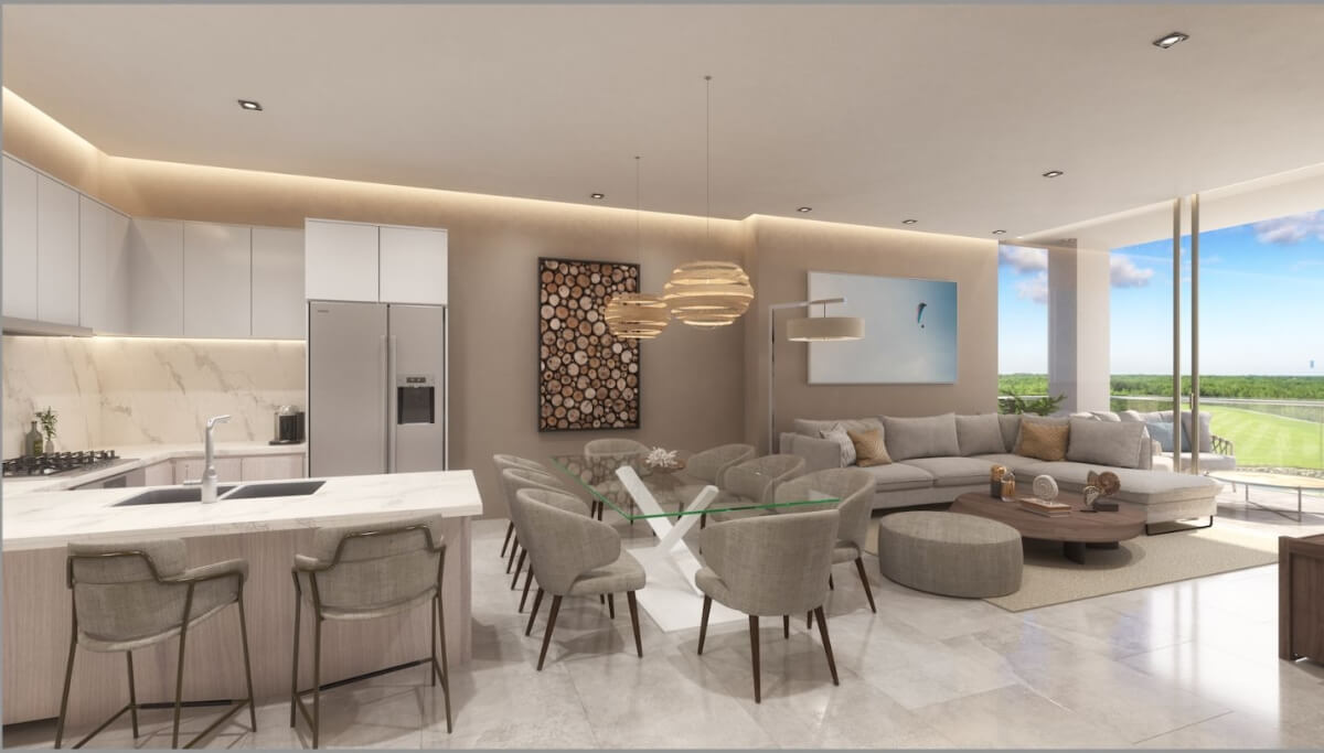 Luxury condominium 387 m2 with garden, cenote, pool, 400 meters from the beach, on the golf course, pre-construction-sale Playacar