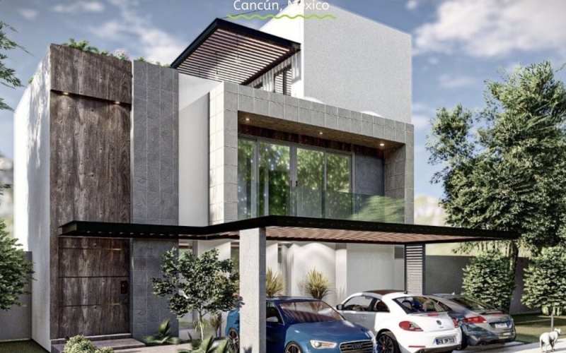 House with private pool, TV room, big roof garden terrace, parking for 3 cars, clubhouse with sports fields and amenities in Residencial