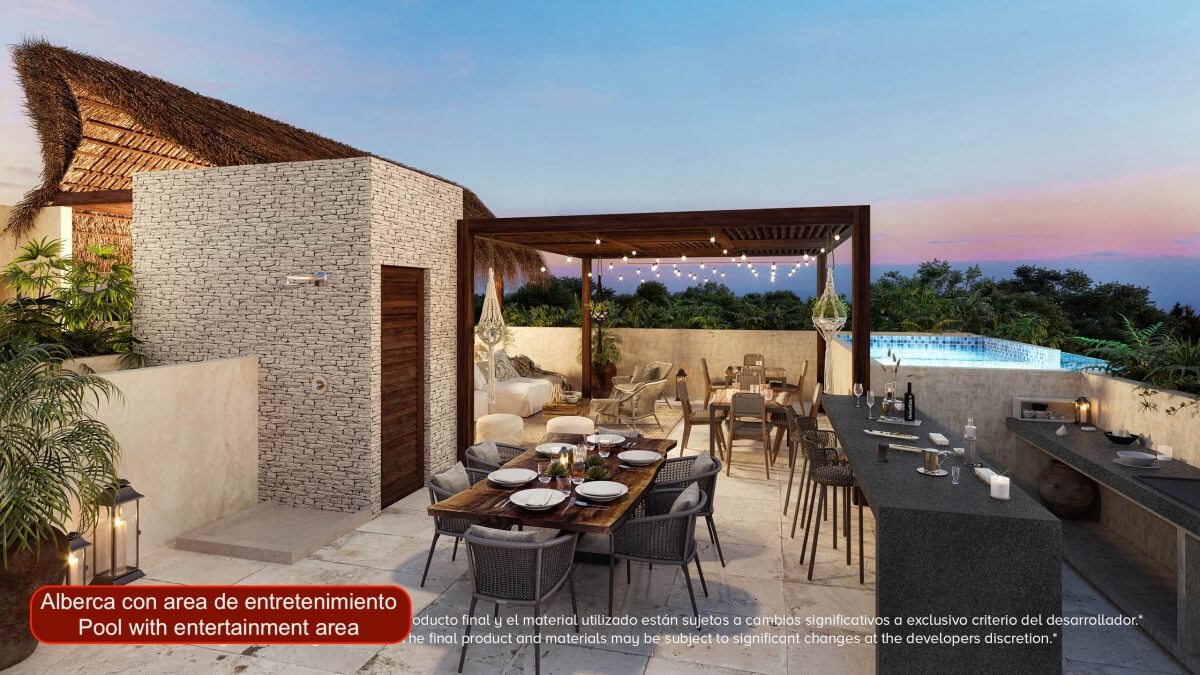 Apartment with private pool, beach access, beach club, for sale, Tankah, Tulum.