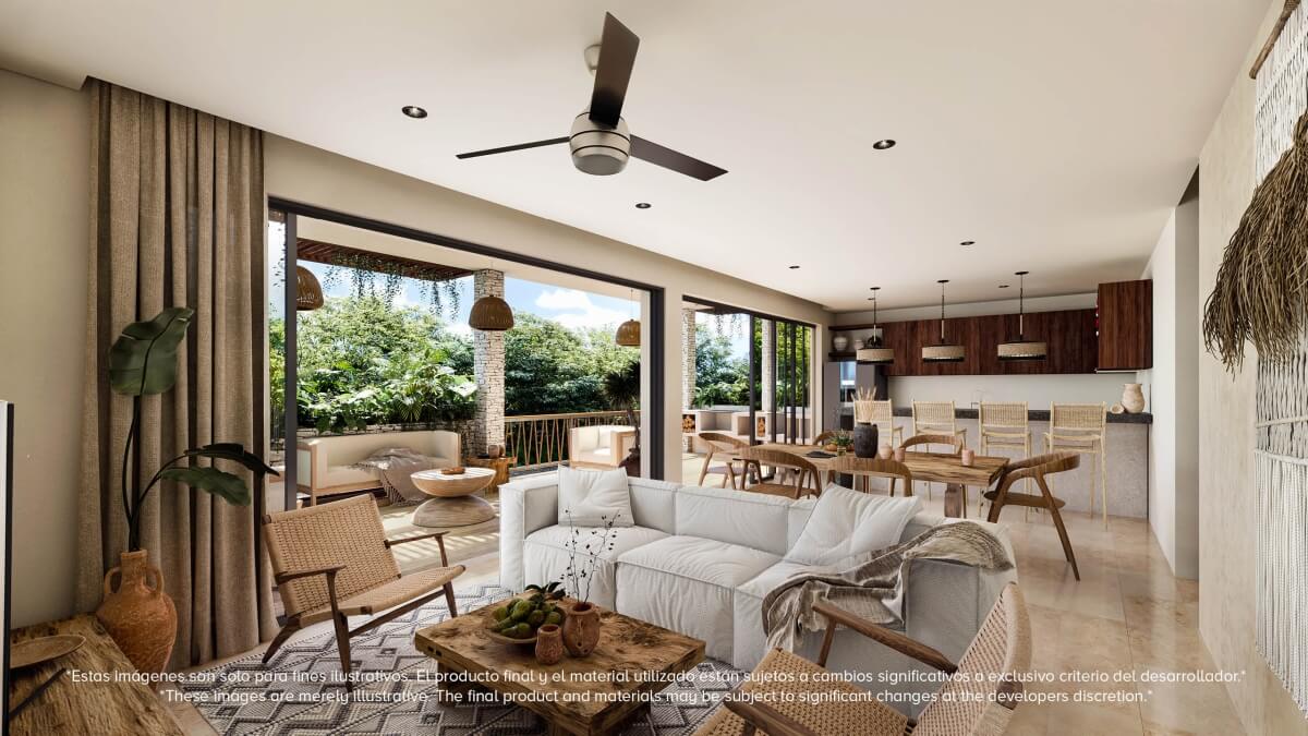 Apartment with private pool, beach access, beach club, for sale, Tankah, Tulum.