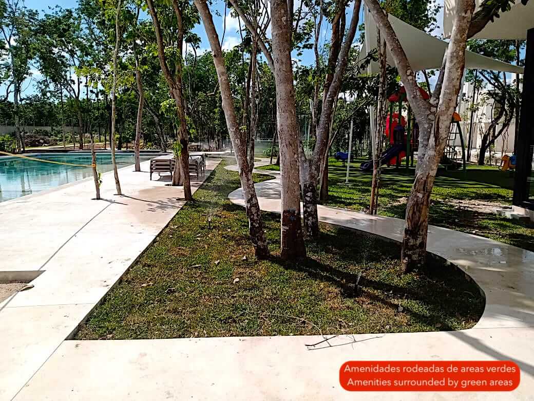Casa de 3 recamaras en Playacar, alberca con carril de nado, chapoteadero, terraza con vista a la alberca, en venta, Playa del Carmen.