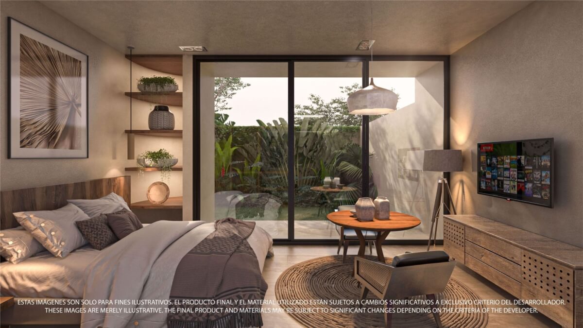 Estudio con alberca privada, ethnic mall, instagram butler, y mas amenidades en Aldea Zama venta.