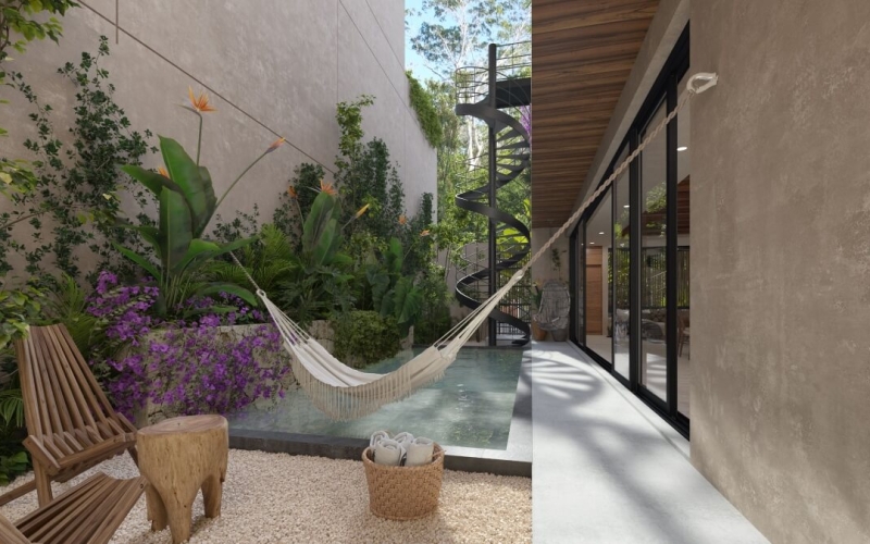 5 bedroom house, with private pool, hot tub spa, smart key card, amenities: gym, juice and coffee bar, common pool, in Aldea Zama, Tulum