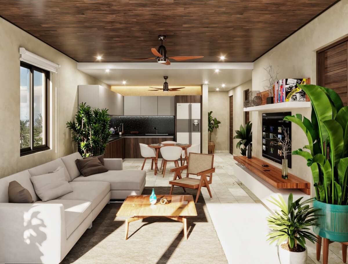 Estudio con acceso a la playa, terraza, tina, alberca y  Area de Coworking,  Venta en Puerto Morelos.