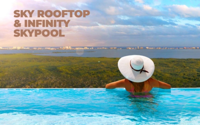 Condo with Spa, restaurant, sky lounge, cinema, concierge, dog area and more for sale Cancun, pre-construction.