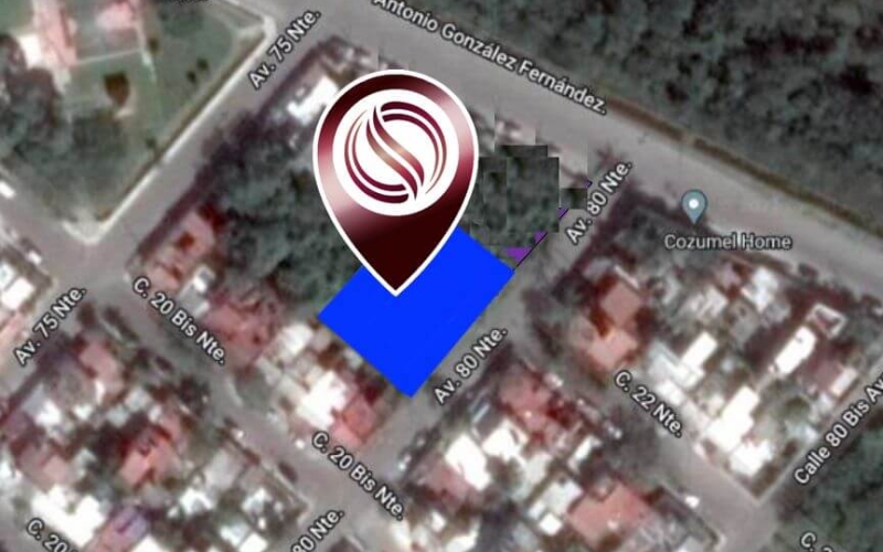 Lot 5 minutes from the beach, near the airport, 960 m2 for sale in Urba neighborhood, Cozumel.