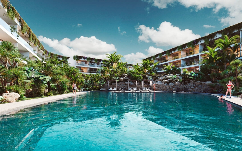 Apartment in Playacar,4 pools, playground for children, Pet zone, gym, clubhouse, restaurant, terrace bar, concierge and more, for sale in P