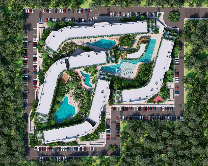 Condominium 350 meters from the sea, ocean view pool, art gallery, unique design, roof garden with jacuzzi, for sale in Playa del Carmen.