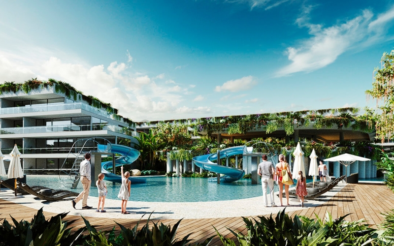 Condominium with private pool, panoramic terrace, in Playacar, clubhouse with 4 pools, playground for children, Pet zone, gym, clubhouse, re