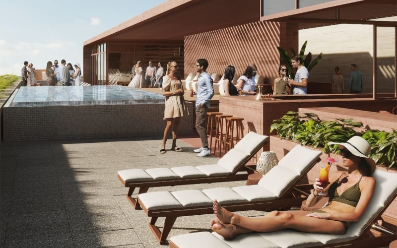 Penthouse with 21 m2 terrace, infinity pool, pet spa, cowork, gym, pre-construction, on Nader Avenue, Cancun, for sale.