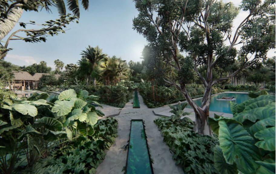 Penthouse near the beach, room &amp; pool service, fire pit, playground for children, hammock area, surrounded by green, 1 km from the beach pre