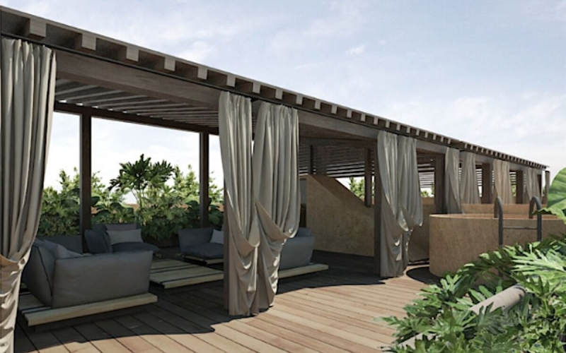 Penthouse with private Jacuzzi, near the beach, room &amp; pool service, fire pit, playground for children, hammock area, surrounded by green, 1