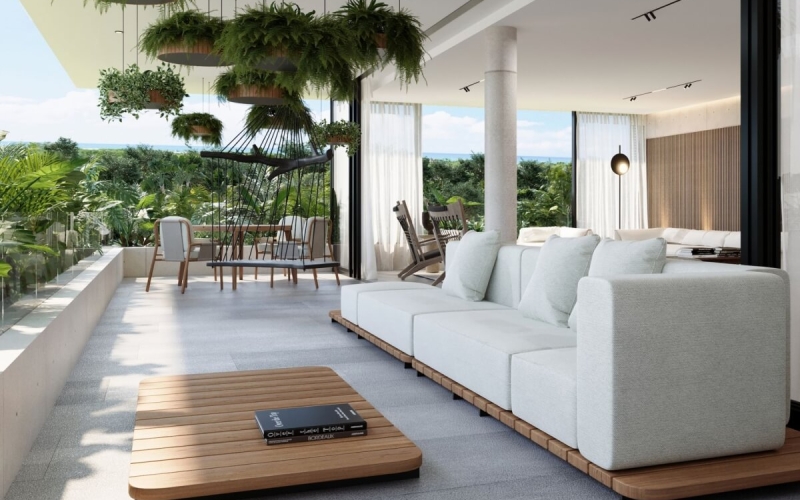 Condominium with cenote, pool, 400 meters from the beach, on the golf course, pre-construction-sale Playacar