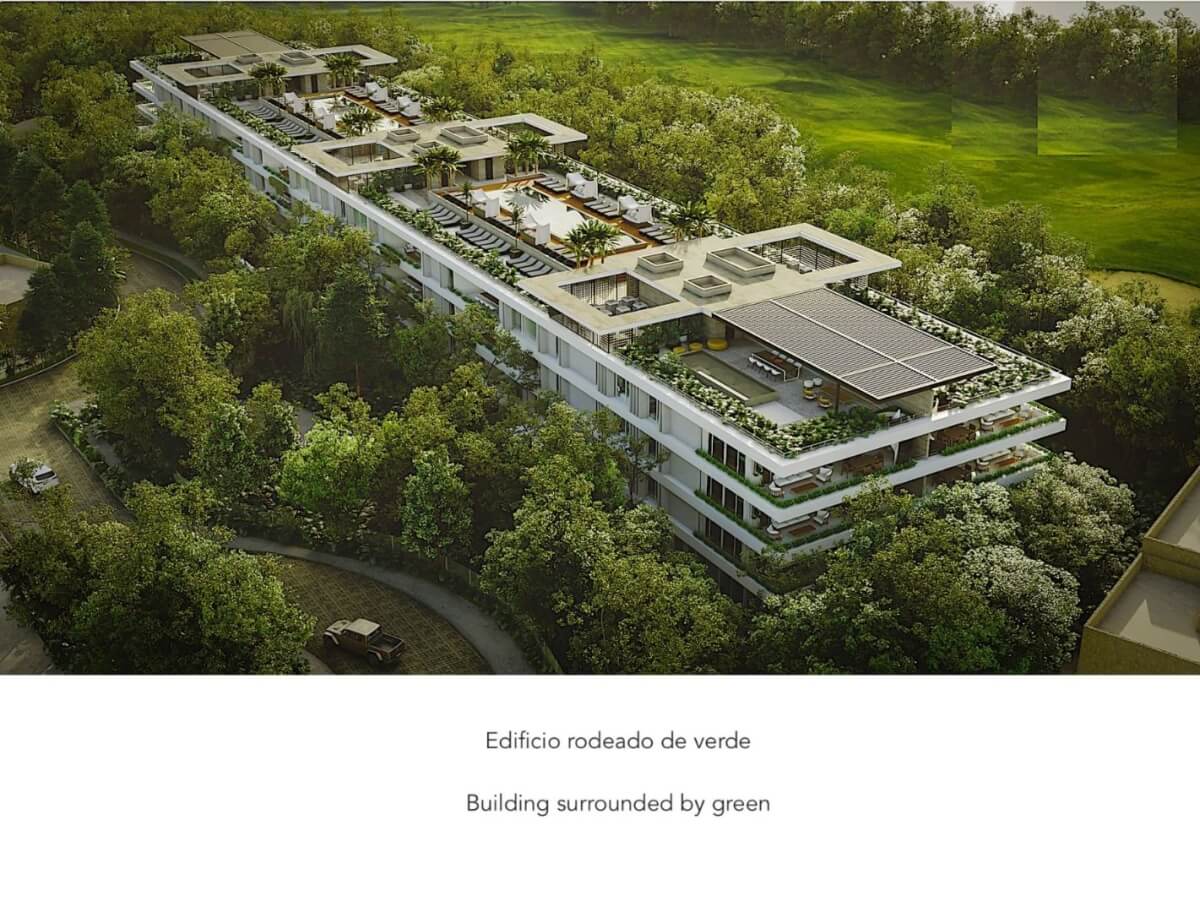 Departamento de 324 m2, con jardin, cenote, alberca, a 400 metros de la playa, en campo de golf, pre-construccion-venta Playacar