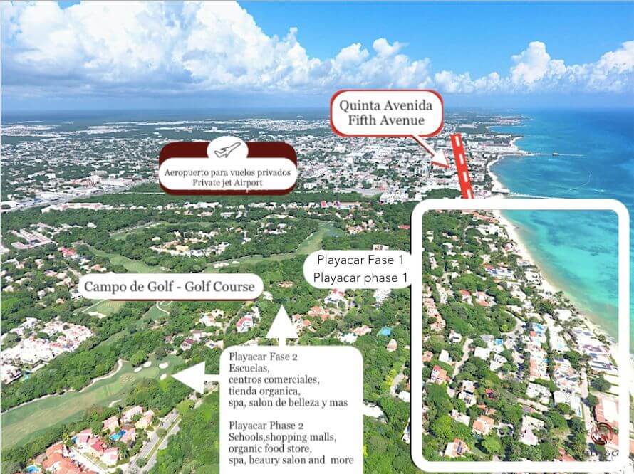 Departamento de 324 m2, con jardin, cenote, alberca, a 400 metros de la playa, en campo de golf, pre-construccion-venta Playacar