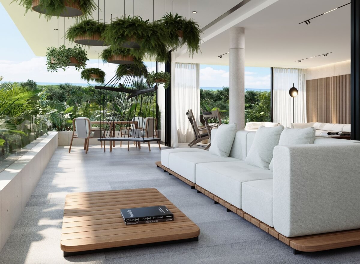 Golf course view condo surrounded by green with clubhouse, cenotes, beach club, parks, pre-construction-sale Playa del Carmen.