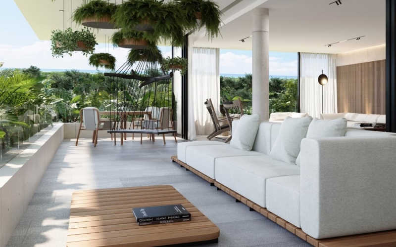 Condominium with cenote, pool, 400 meters from the beach, on the golf course, pre-construction-sale Playacar