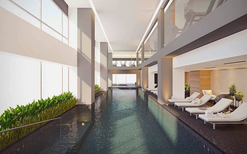 Condominium with heated pool, cafeteria, sky lounge, playground for children, pet friendly, green areas, pre-construction for sale San Angel