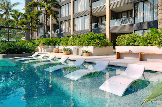 2 bedroom apartment with Gym, Pool and Jacuzzi for sale, Hotel Zone, Cancun.