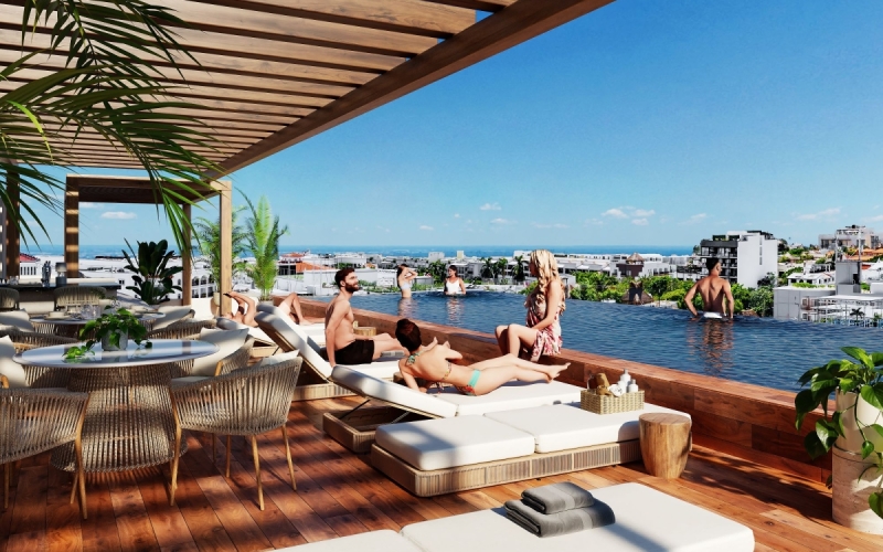 Apartment with 2 terraces, one in the main bedroom, rooftop with pool, jacuzzi, gym, coworking, concierge, pre-construction, for sale, Playa
