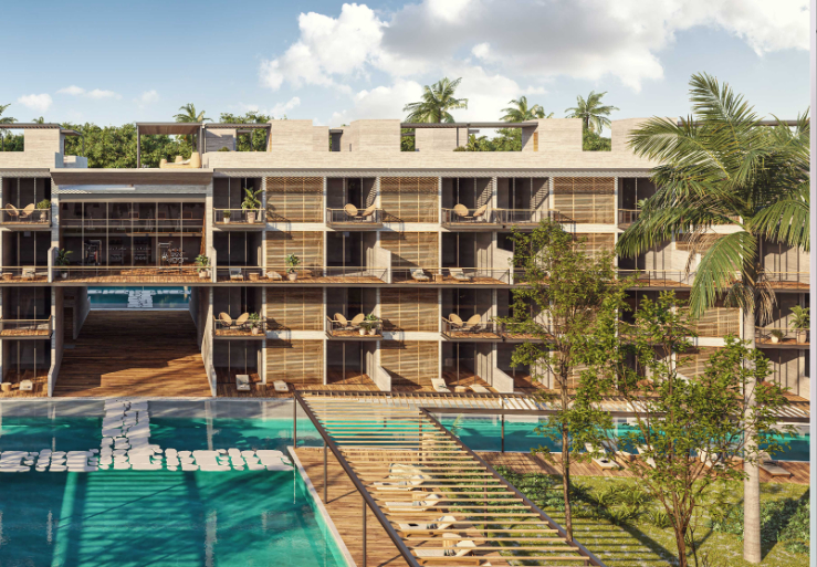 Beachfront condo, ground floor. spa, beach club, gym, for sale in Playa del Carmen.