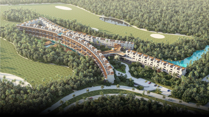 Golf course condominium, with clubhouse, cenotes, beach club, recreational parks, pre-construction for sale Playa del Carmen.