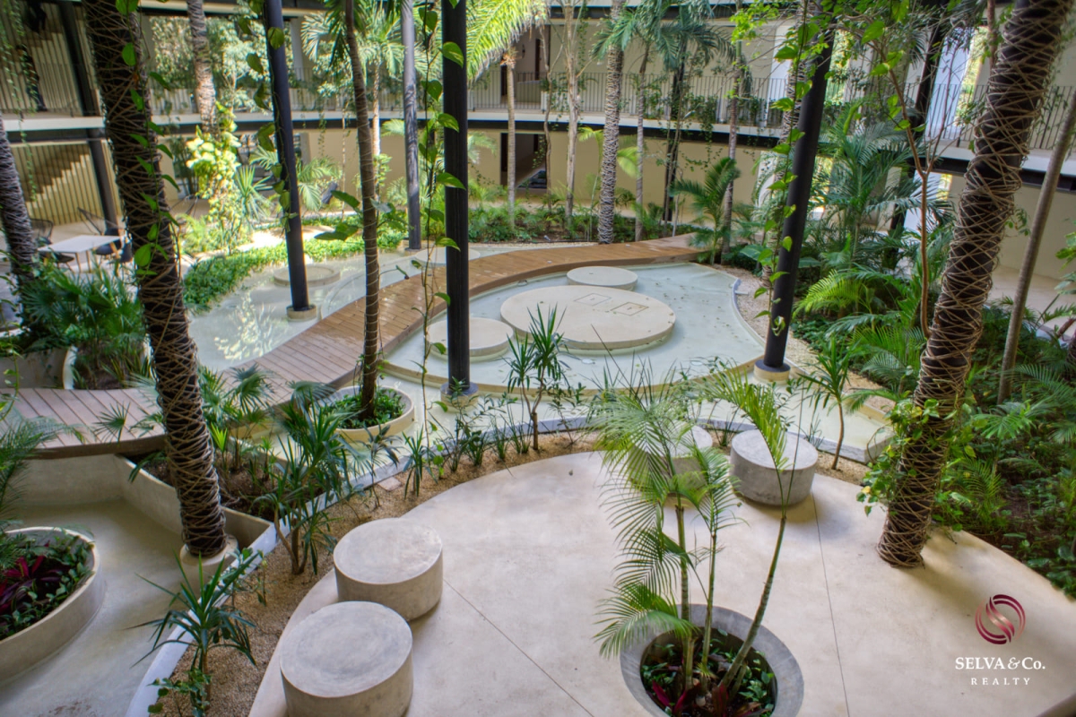 Departamento con alberca privada y terraza envolvente 180 grados, bioarquitectura, alberca salina, coworking, jardin zen, paneles solares,