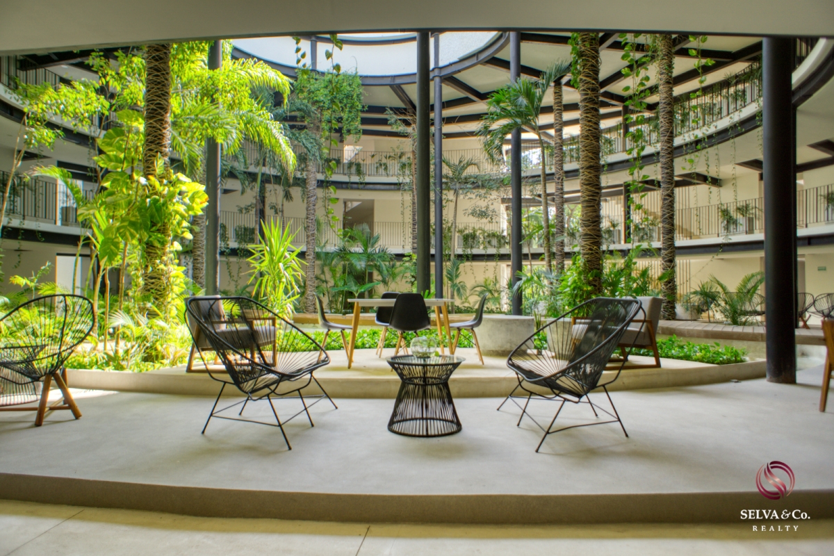 Departamento con alberca privada y terraza envolvente 180 grados, bioarquitectura, alberca salina, coworking, jardin zen, paneles solares,