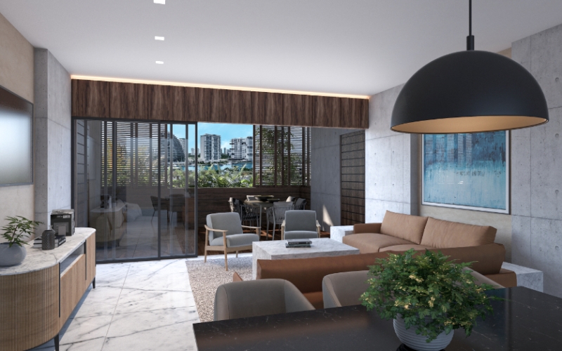 Departamento con jardin, alberca infinity, jacuzzi, snack bar, cuarto de servicio, pre-construccion, Puerto Cancun.