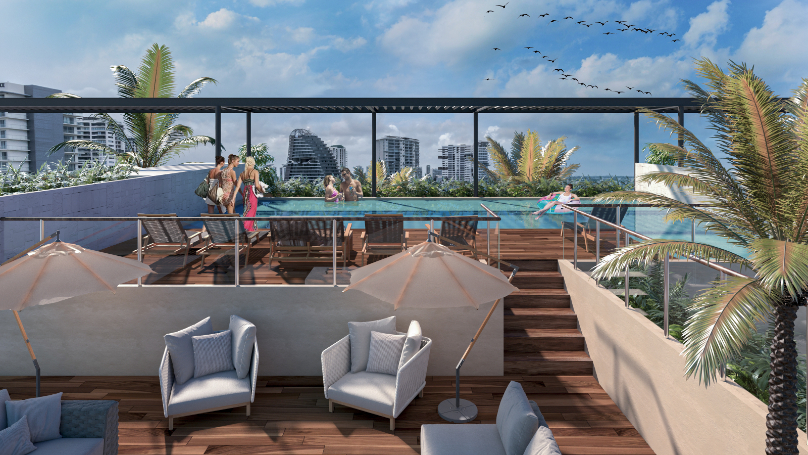 Penthouse, roof garden privado, cuarto de servicio, con vista panor&aacute;mica, alberca infinity, jacuzzi, snack bar, pre-construccion, Puerto
