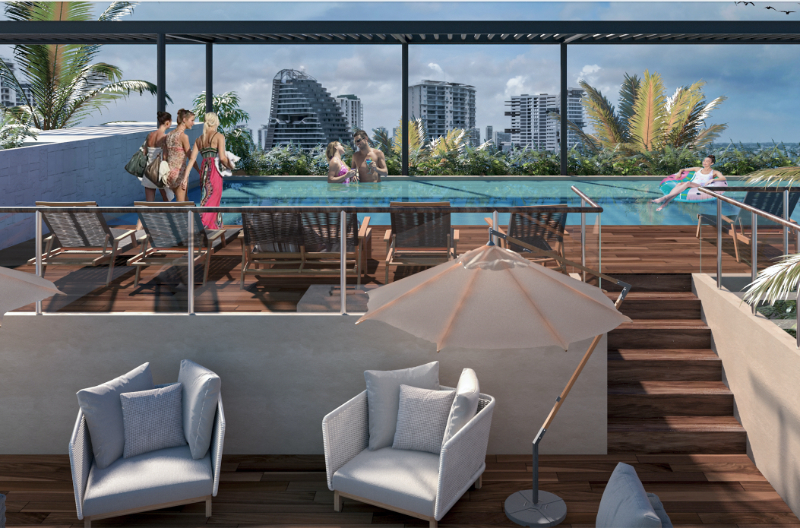 Penthouse, roof garden privado, cuarto de servicio, con vista panor&aacute;mica, alberca infinity, jacuzzi, snack bar, pre-construccion, Puerto