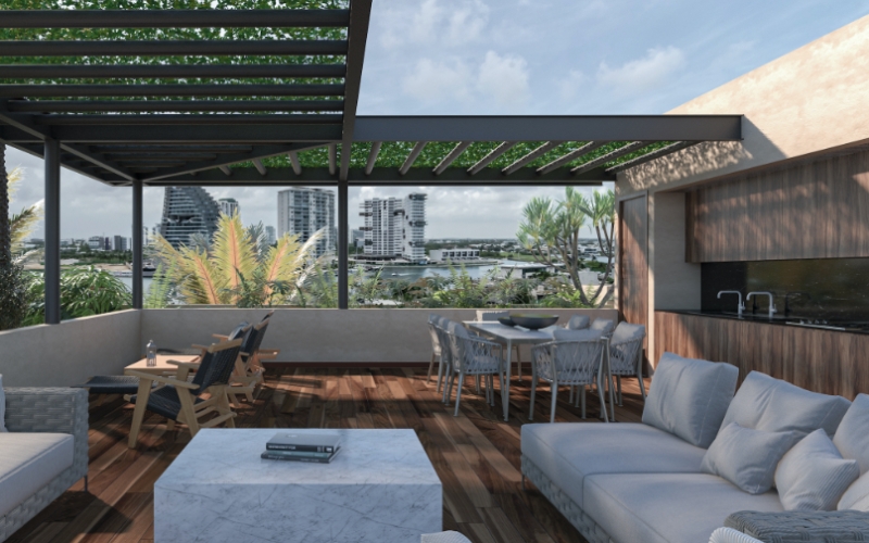 Penthouse con roof garden privado, cuarto de servicio, con vista panor&aacute;mica, alberca infinity, jacuzzi, snack bar, pre-construccion, Puerto