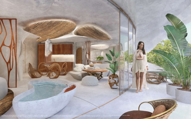 Condominio con dise&ntilde;o ic&oacute;nico, terraza de 48 m2, spa, restaurante, galer&iacute;a de arte, hotel de lujo, en venta Zona hotelera Tulum