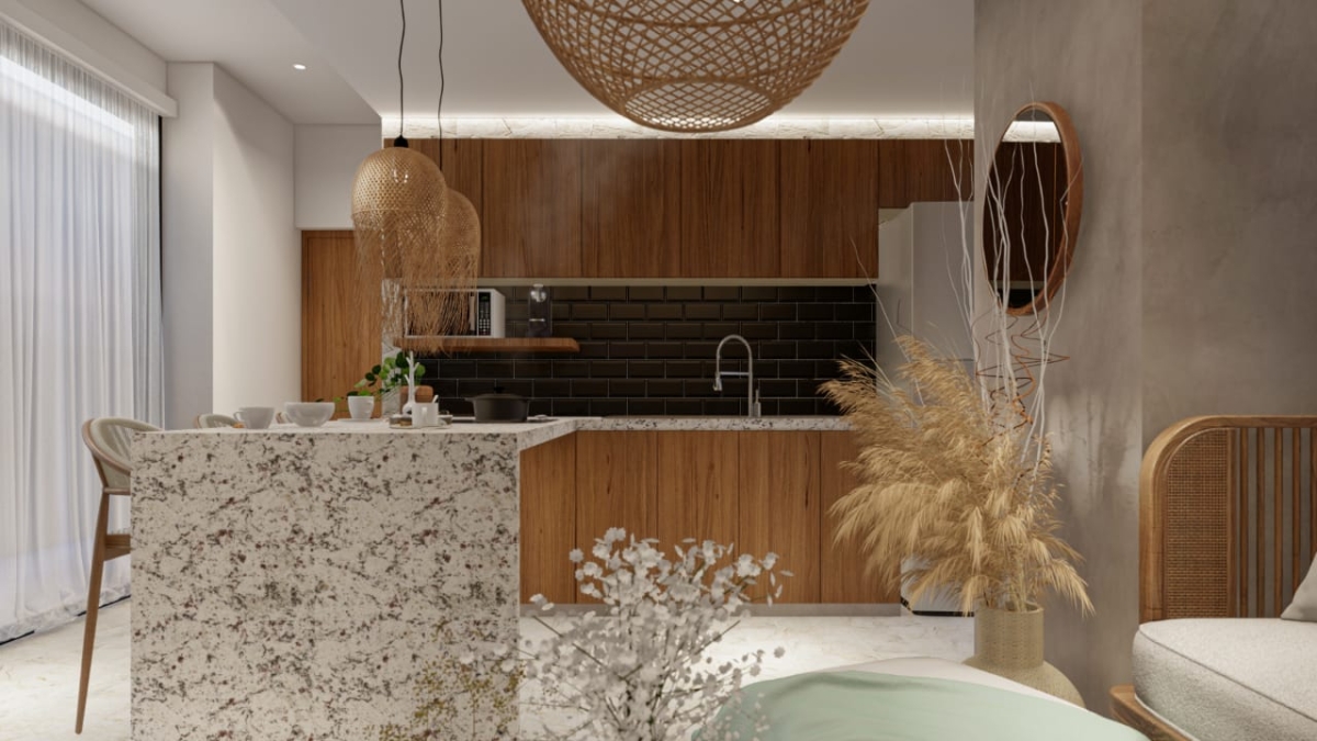 Condo with art walk, shopping area, open air cinema, hotel amenities, in Tulum, sale.