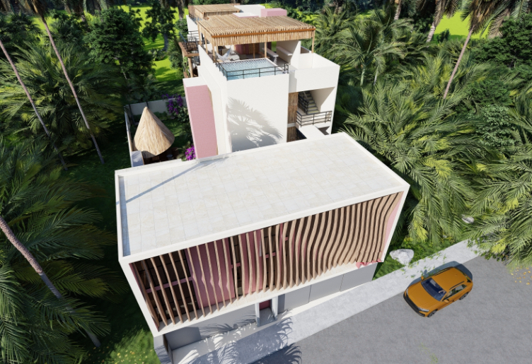 Penthouse with private Jacuzzi, near the beach, room &amp; pool service, fire pit, playground for children, hammock area, surrounded by green, 1