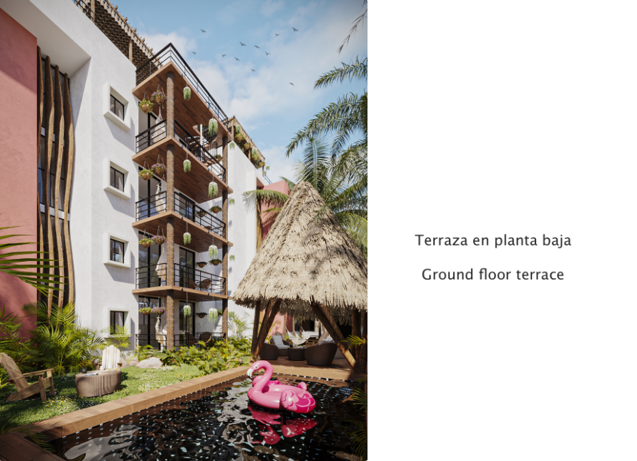Penthouse with private Jacuzzi, near the beach, room &amp; pool service, fire pit, playground for children, hammock area, surrounded by green, 1