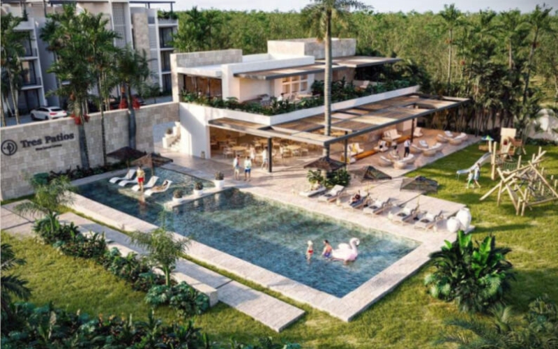 Departamento con casa club, 20,000 m2 de areas verdes, alberca, juegos, gimnasio, parque para perros y mas en venta Playa del Carmen